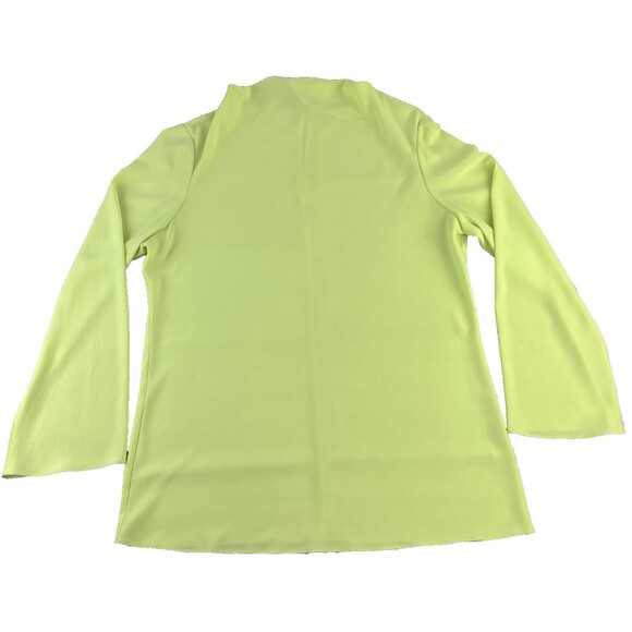 MM. LAFLEUR Blouse XL Crepe Tunic Drape Cowl Neck Long Sleeve Back Keyhole Lime - Picture 1 of 7